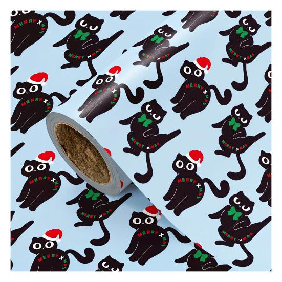 

Christmas Cat Wrapping Paper 16.4 Ft Cute Black Cats Gift Wrap Roll Holiday Gift Wrap for Boys Girls Cat Lovers Christmas Party синий
