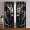 2pcs   Light Filtering Curtains 2D Print Vintage Dragon Totem Black and Golden Versatile Durable Polyester (without Rod) Stuff