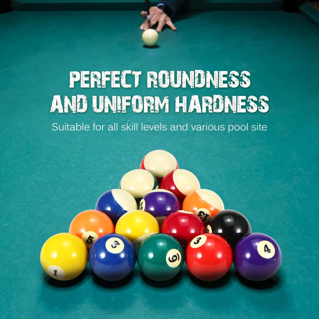 Funien 57.2mm Adult Billiard Ball Pool Ball Set, Full Size American Standard Billiard Ball Set of 16 Balls, Durable Synthetic Resin Billiard Balls
