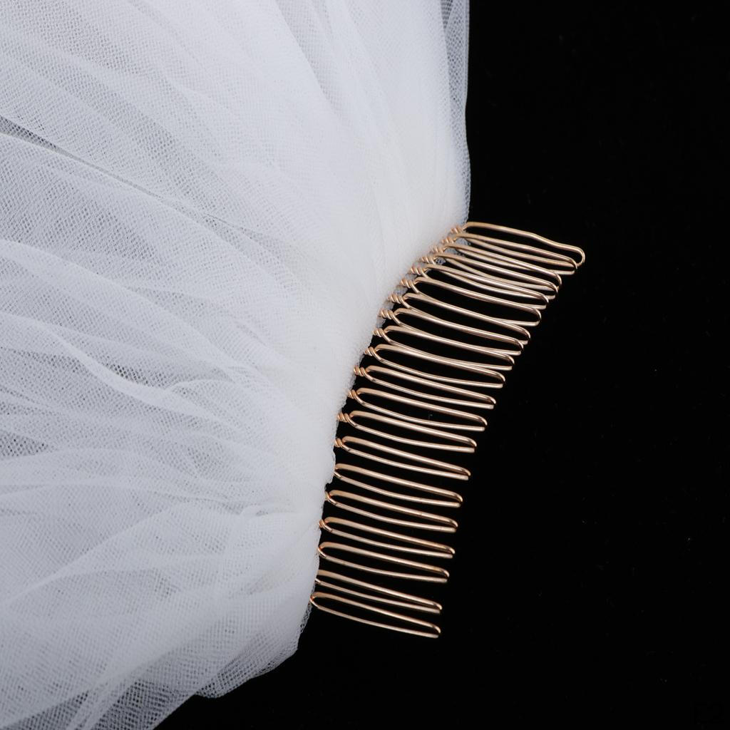 Weißer 2T Hochzeitsschleier mit Kamm, schulterlanges Kostüm