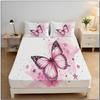 3D Butterfly Single Fitted Sheet Blue Printed Bed Sheets 30 cm Deep Fitted Sheets Soft Microfiber Bedding Set with Pillowcase