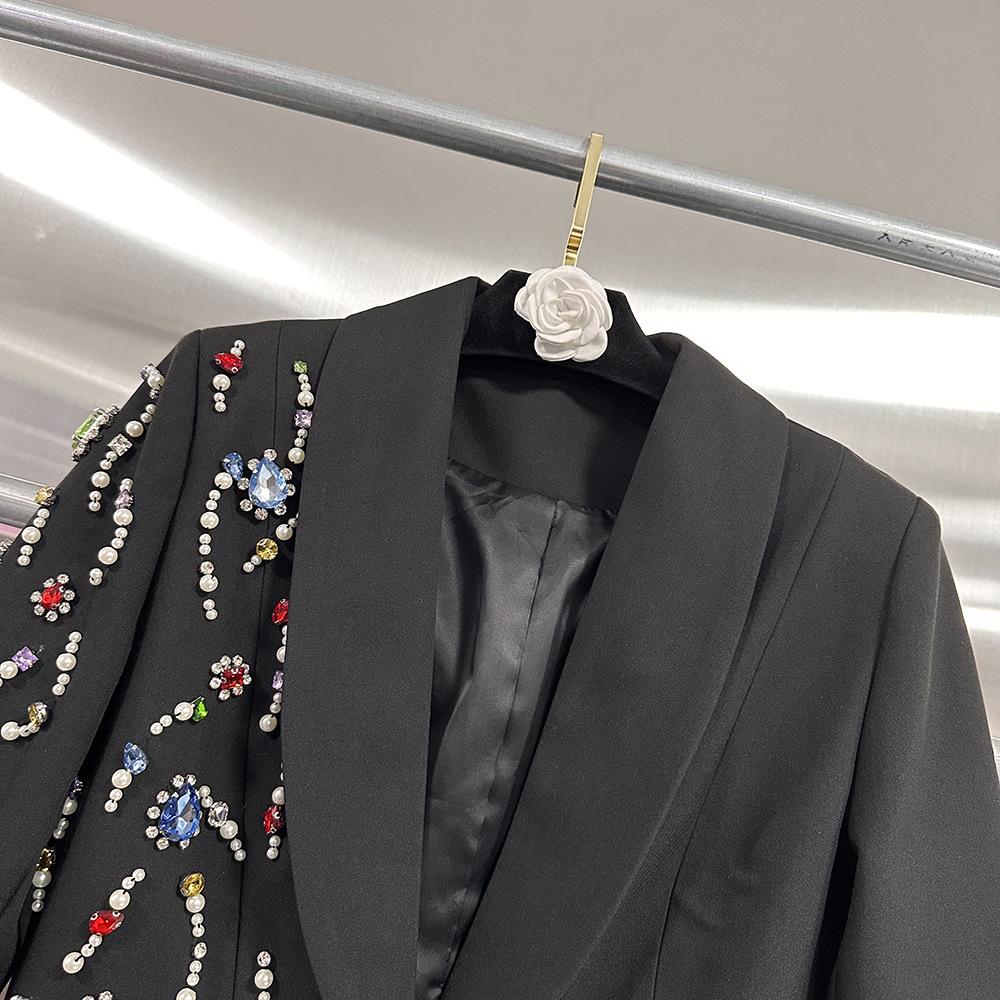 Eleganter Damen Slim-Fit Blazer - Frühjahrskollektion 2026 mit buntem Strass-Design