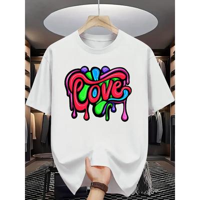 T-shirt estiva da uomo alla moda con stampa a lettere, taglia europea