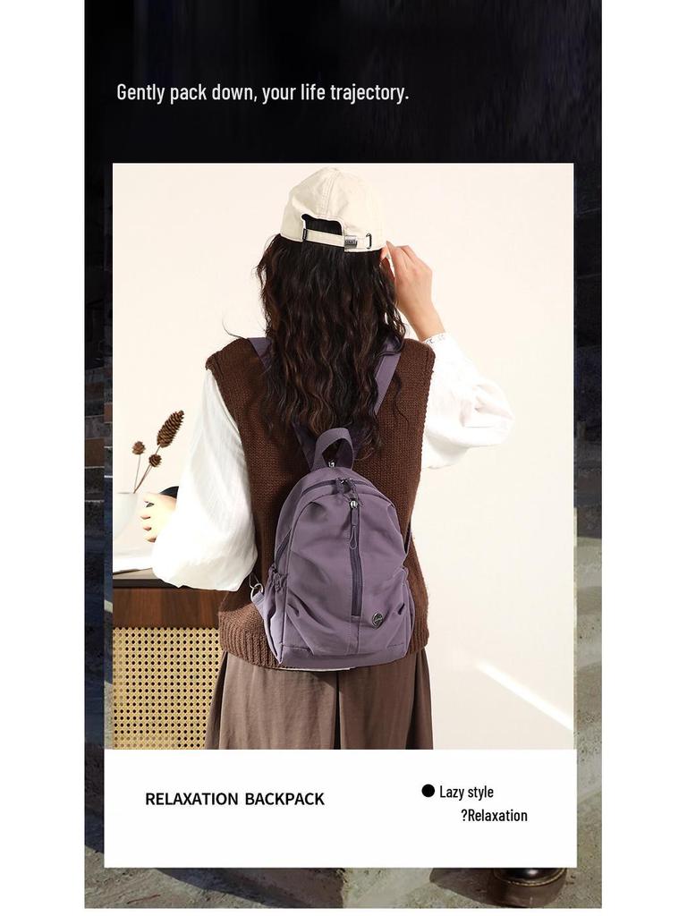 Pleated Lightweight Women's Multifunctional Backpack with Chest Bag – Minimalist and Versatile Design