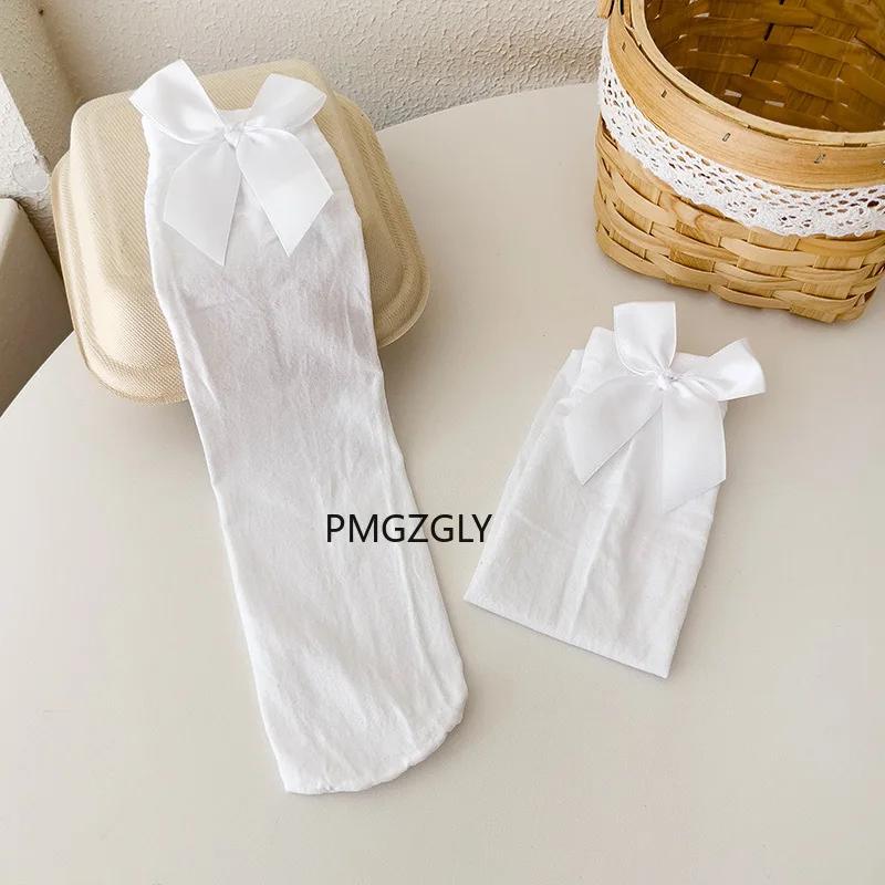 1 Girls' Bow Socks Spring/Summer Thin Velvet Stacked Socks Korean Version Lolita Baby Princess Calf Socks