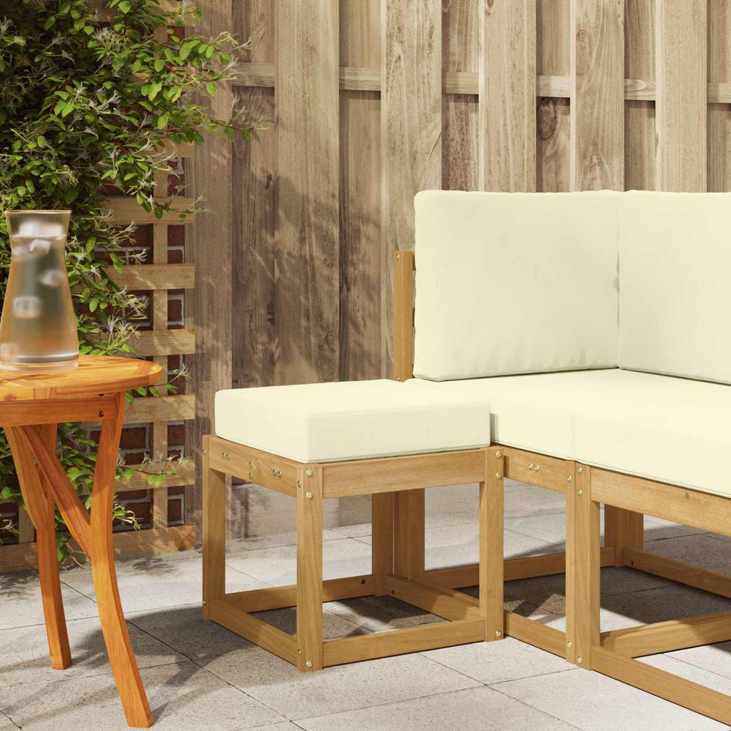 Outdoor Stool Bench White 43 X 43 X 45 Cm Solid Acacia Wood