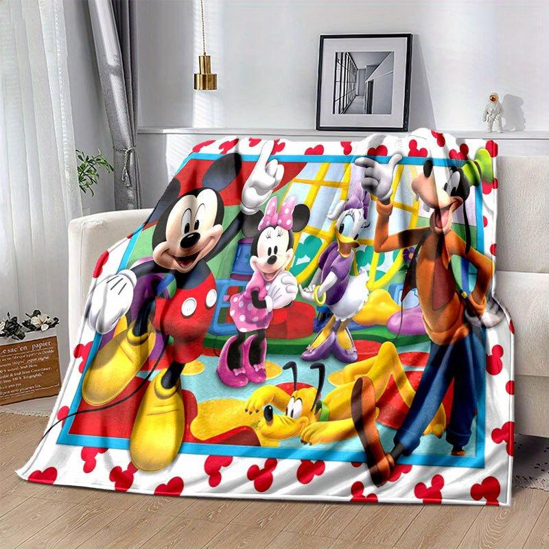 Manta de Dibujos Animados de Mickey y Minnie, Manta Cálida Linda de Felpa Corta, Decoración del Hogar para Sala de Estar Sofá Cuatro Estaciones Viaje