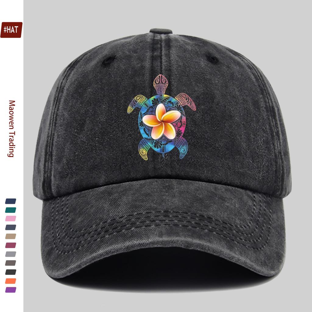 Pc Blumen-Gradient Schildkröte Mode Buchstaben-Druck Basecap mit Mehrfarbigem Schildkröten-Druckdesign Sonnenhut Unterwasserwelt