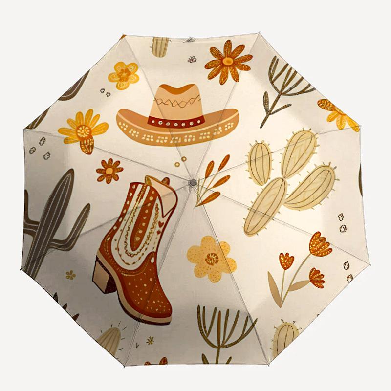 1pc Cowboy Boots Automatic Opening/Closing Folding Umbrella with 8 Ribs,Portable Sunshade Umbrella Birthday and Holiday Gifts Yy251231136