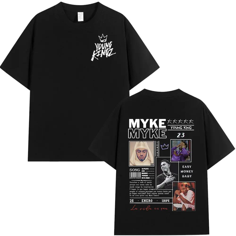 Rapper Myke Towers Graphic T-shirts Men Women Clothing Fashion Hip Hop Oversized T Shirt Unisex Cotton Short Sleeve T-shirt Tops