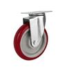 Red Polyurethane Swivel Casters, Medium-Thick 3'', 4'', 5'', Double Bearings, Wear-Resistant, High-Strength Furniture Wheels