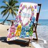 Custom Name Personalized Care Bears Print Beach Towel, for Trip Camping Beach Party Home Decor, Birthday Gift for Family & Friends