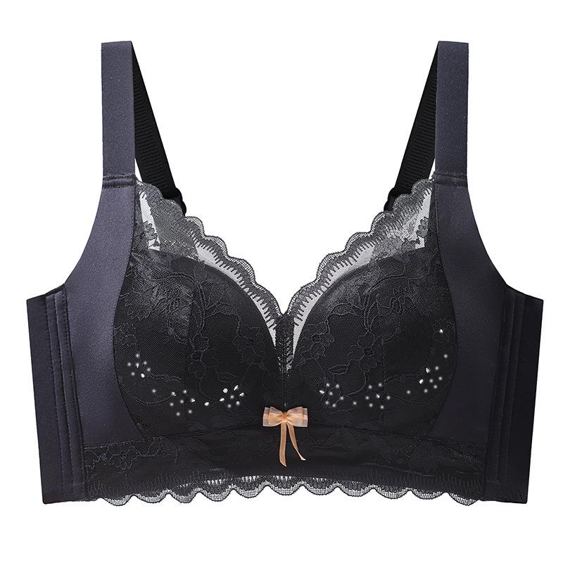 Underwear summer thin women's no steel rim breathable large chest small anti-sagging adjustment type pull gather bra cover