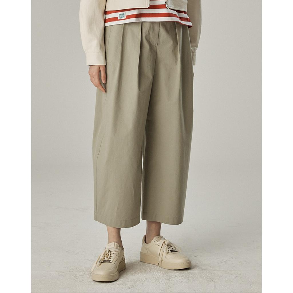 SPNK Double-Pleat Silhouette Pants_Khaki