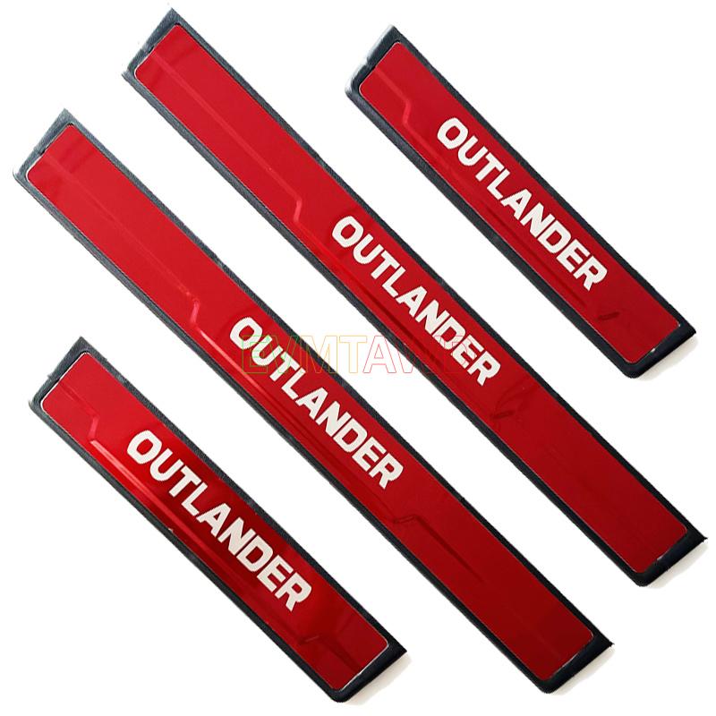 For Mitsubishi Outlander PHEV Accessory 2025 2024-2017 Stainless Car Door Sill Scuff Plate Kick Guard Pedal Protector Cover Trim Red Outlander B