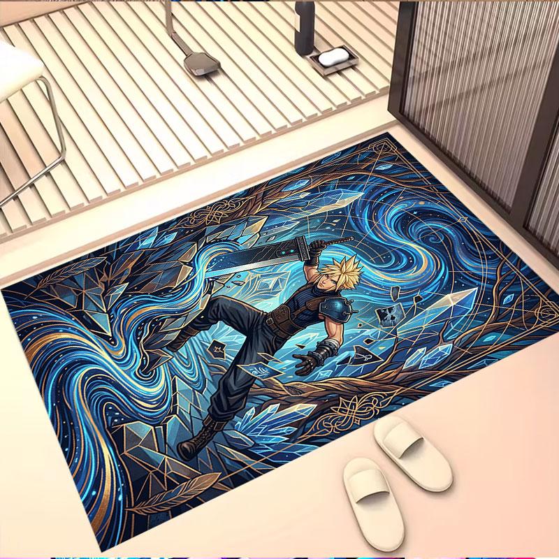 Final Fantasy Print Rug, Washable Floor Carpet, For Entryway Dorm Laundry Room Office Study, Home Decor Birthday Christmas Gift