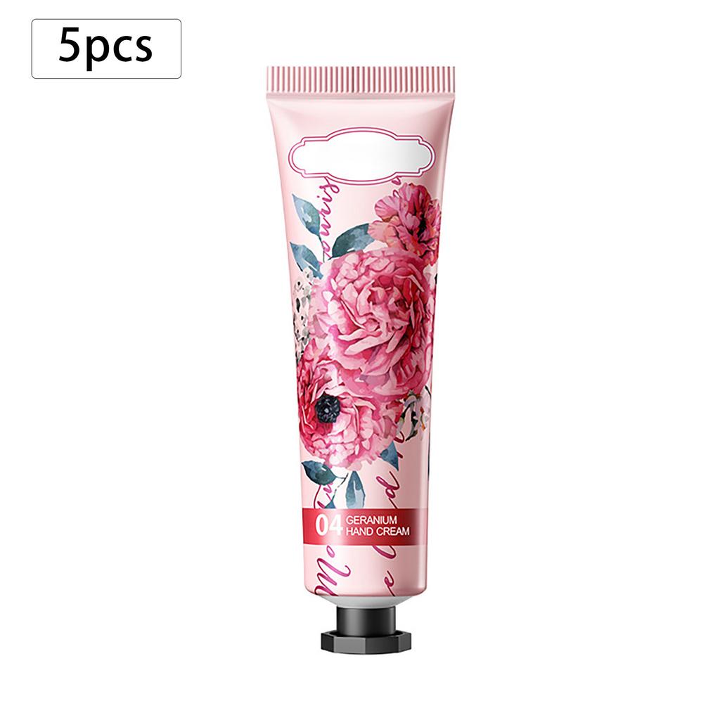 Travel-Size Hand Lotion Gift Set of 5, Moisturizing Cream with Fruity Floral Scents, Nourishing Care for Dry Cracked Hands in Winter