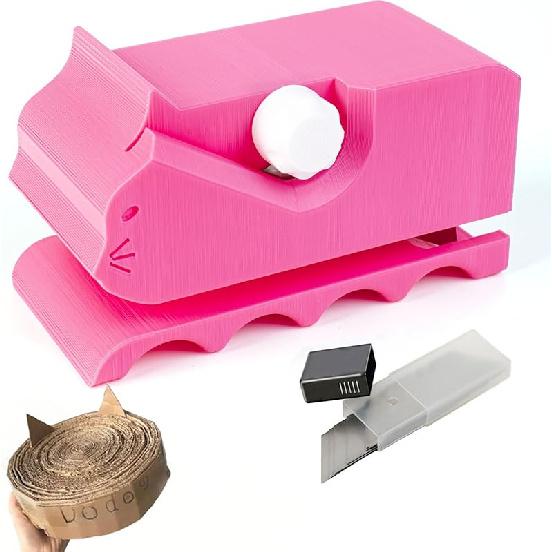 Cardboard Cutter for Cat Scratchers with 6pcs Blade,3D Printed Card Board Cutter Kids DIY Cat Scratchers Cardboard Strip Tool Machine for Cat Lovers