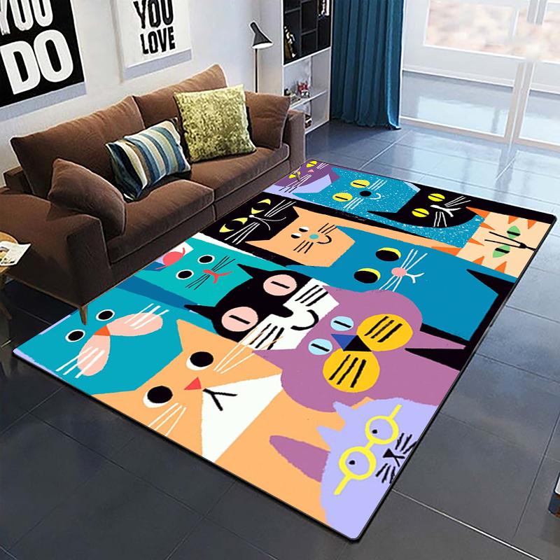 Cute Cat Carpet Yoga Living Room Children's Crawling Mat Picnic Mat Kawaii Rug Doormat Area Rug Games Area Washroom Floor Mat