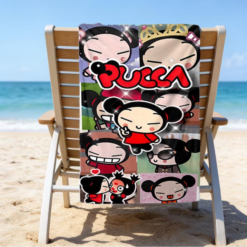 proof beach towel with a Pucca1 pattern - soft,absorbent,quick-drying,machine washable - perfect for swimming,camping,bathing