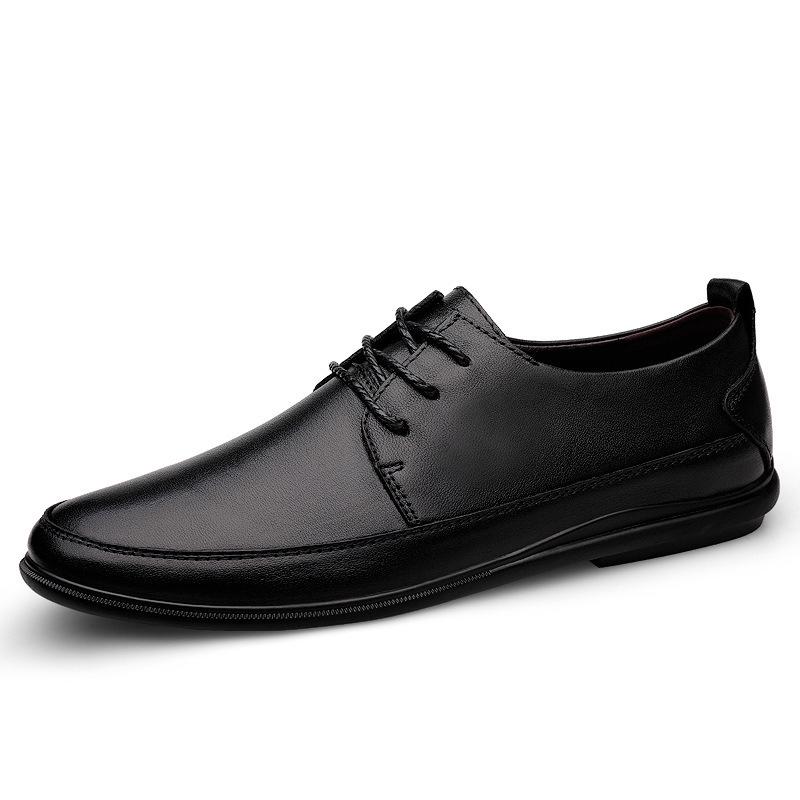 Men's British Style Soft Sole Lace-up Leather Loafers - Casual, Formal, Large Size