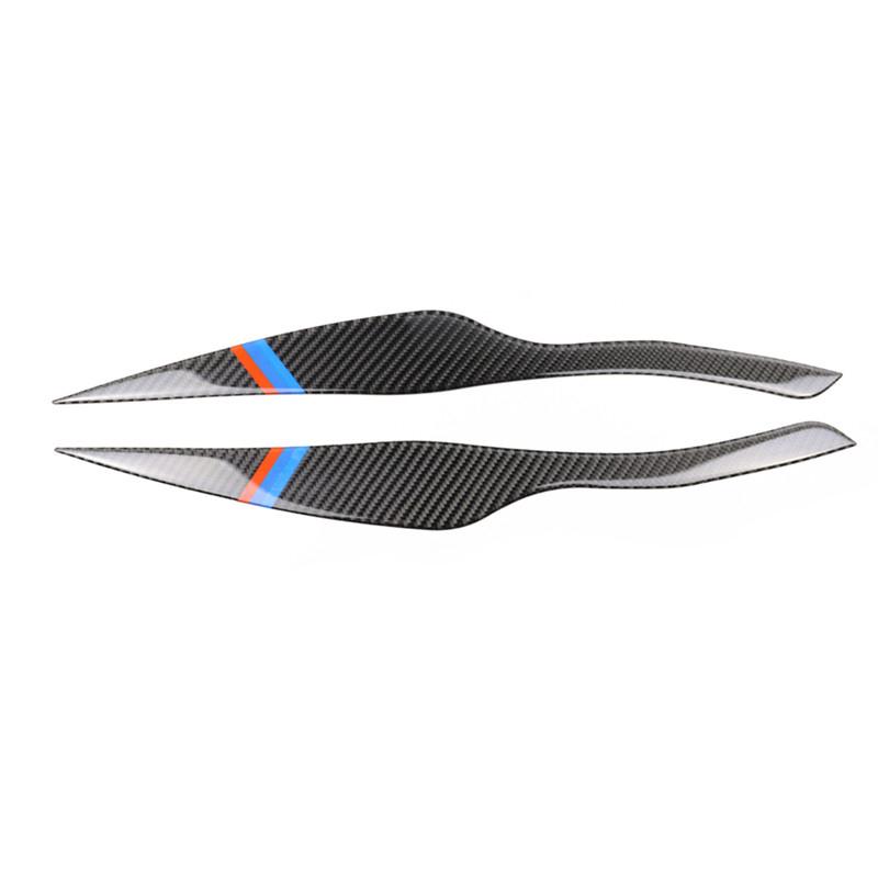 2PCS/Set Carbon Fiber Car Headlight Eyebrows Decoration Stickers For BMW E90 3 Series 2005-08 Auto Styling Exterior