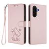 For Samsung Galaxy A57 5G Wallet Case with Wrist Strap Love Cat Pattern Imprint Leather Phone Cover
