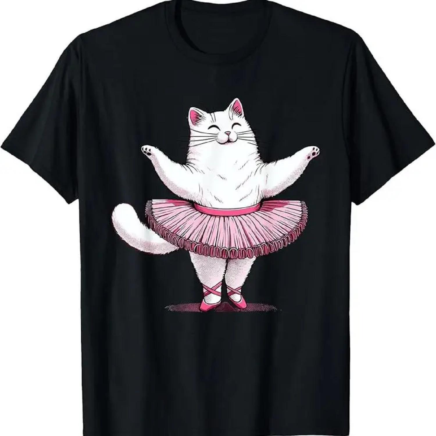 Милый Кот в Пачке Танцует Балет Смешная Футболка S