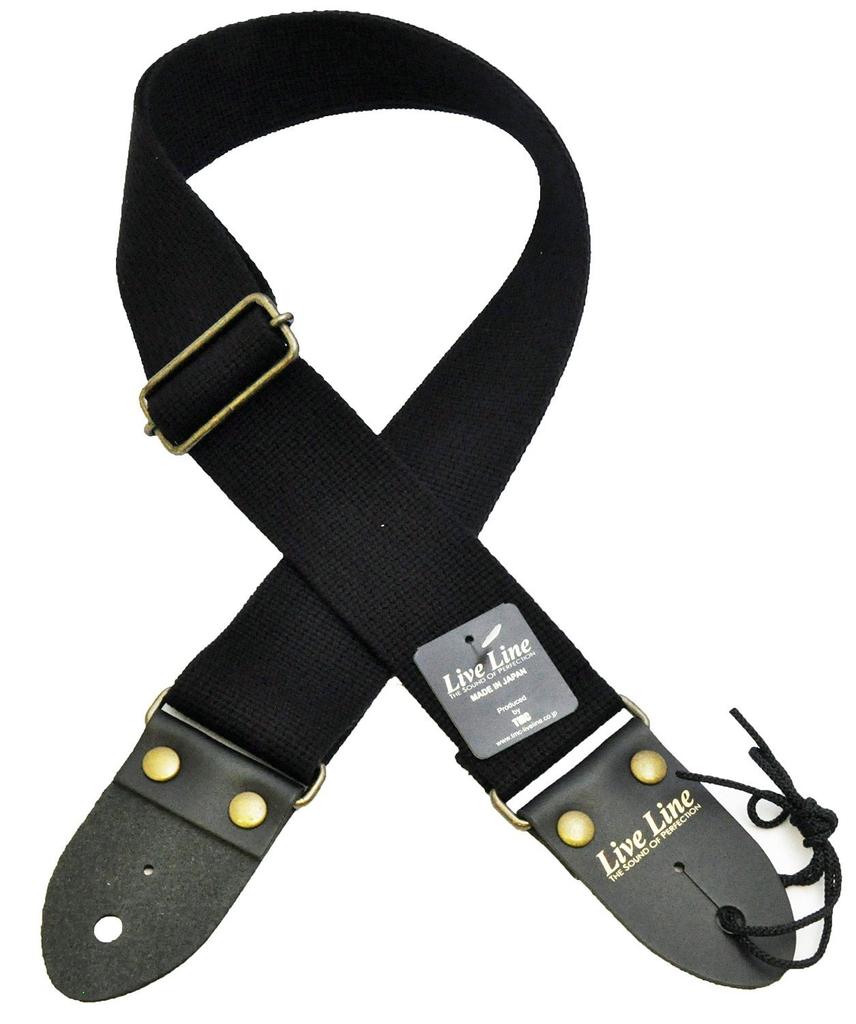 LIVE LINE Live Line AC Material Regular Type Guitar Strap LS1800CBK (Black)