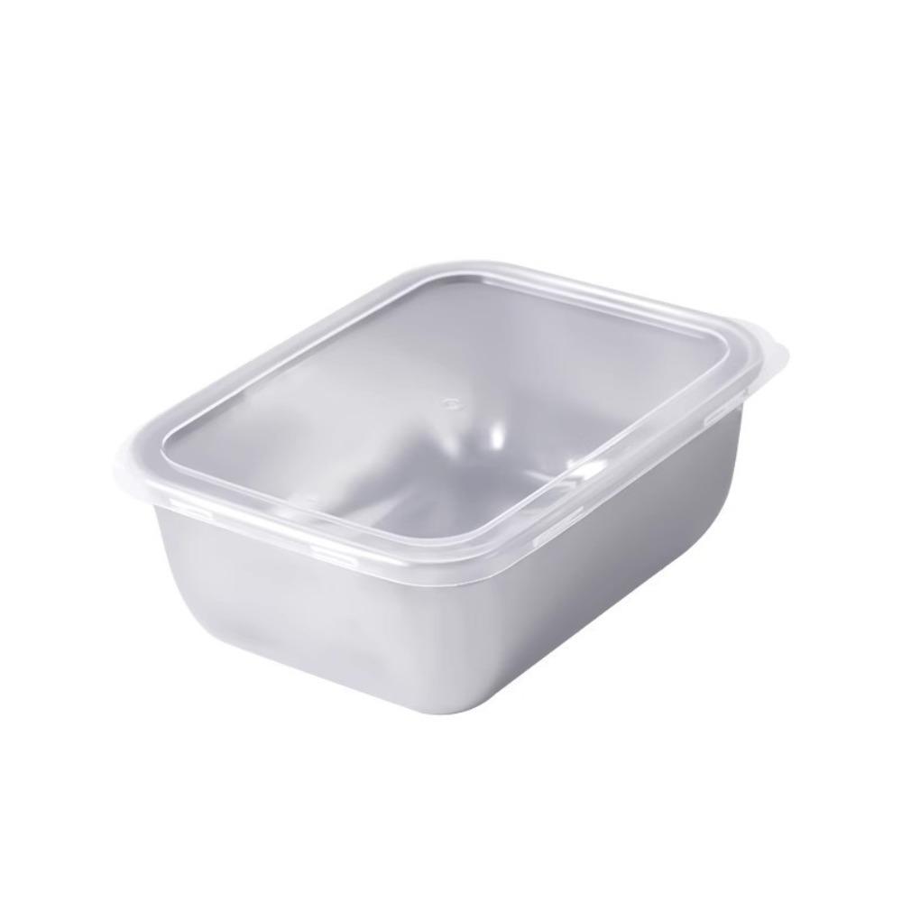 6Pcs with Lid Preservation Box Convenient Food Grade Sealed Box Stainless Steel Food Plate  Kitchen