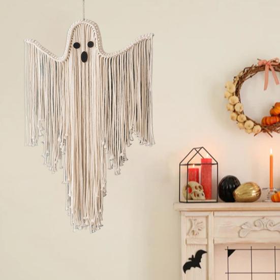 Halloween Ghost Decorations Hand-Woven Tassel Ghost White Rope Ghost Decor