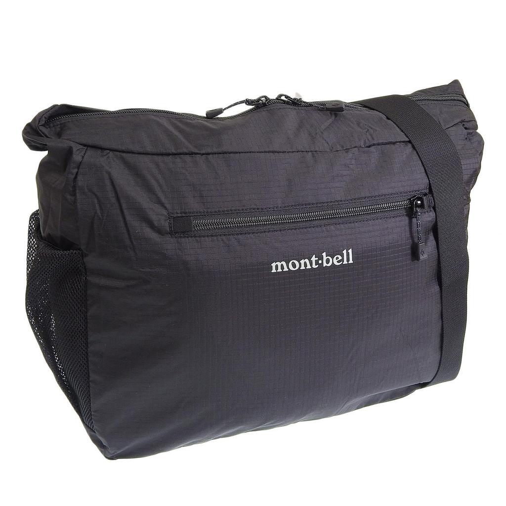 Montbell Men's and Women's Nylon Pocketable Light Shoulder Bag, A4 Size, Size M (1123970) (Black)