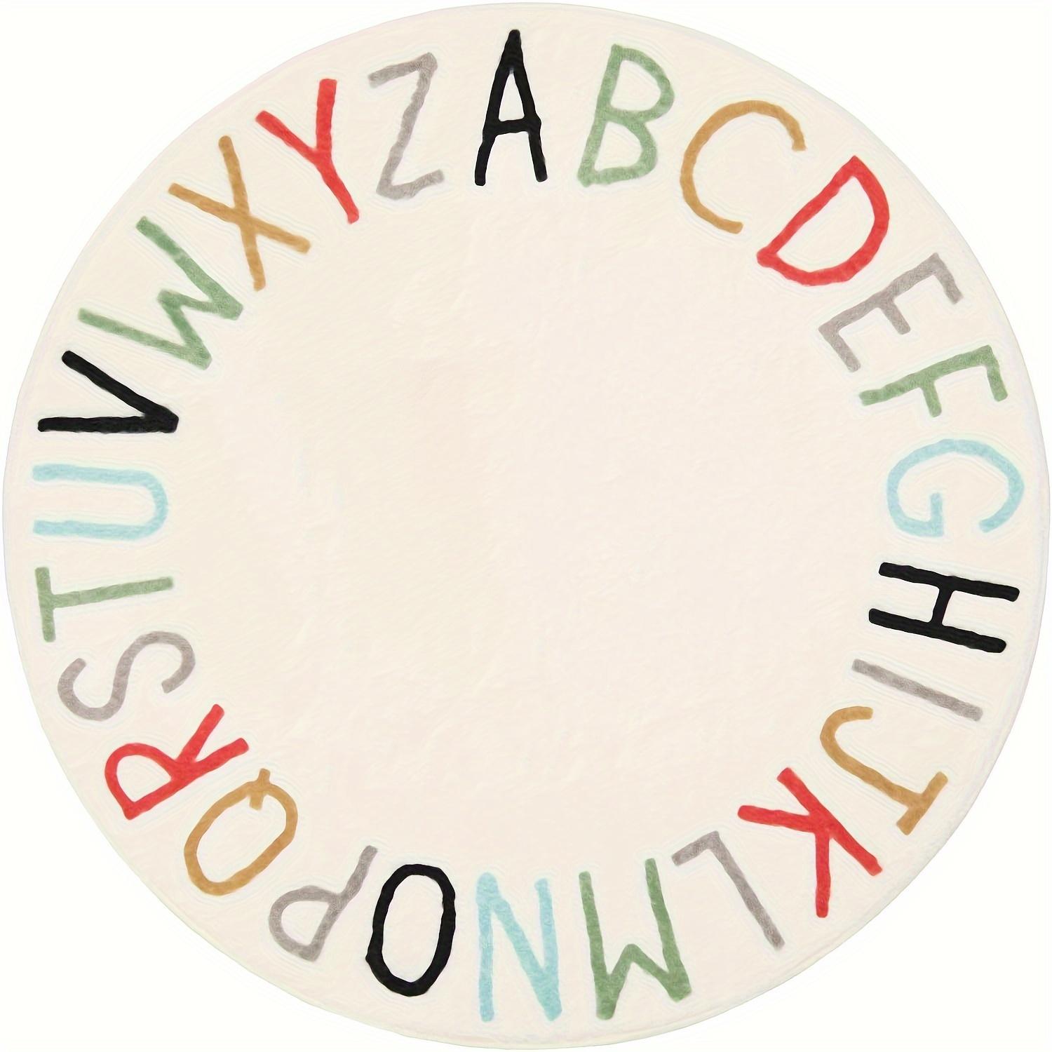 

Soft Rainbow Alphabet Play Mat Round Area Mat with Colorful Letter Design, for Bedroom, Classroom, Indoor Decor, Classroom Mat 80cm