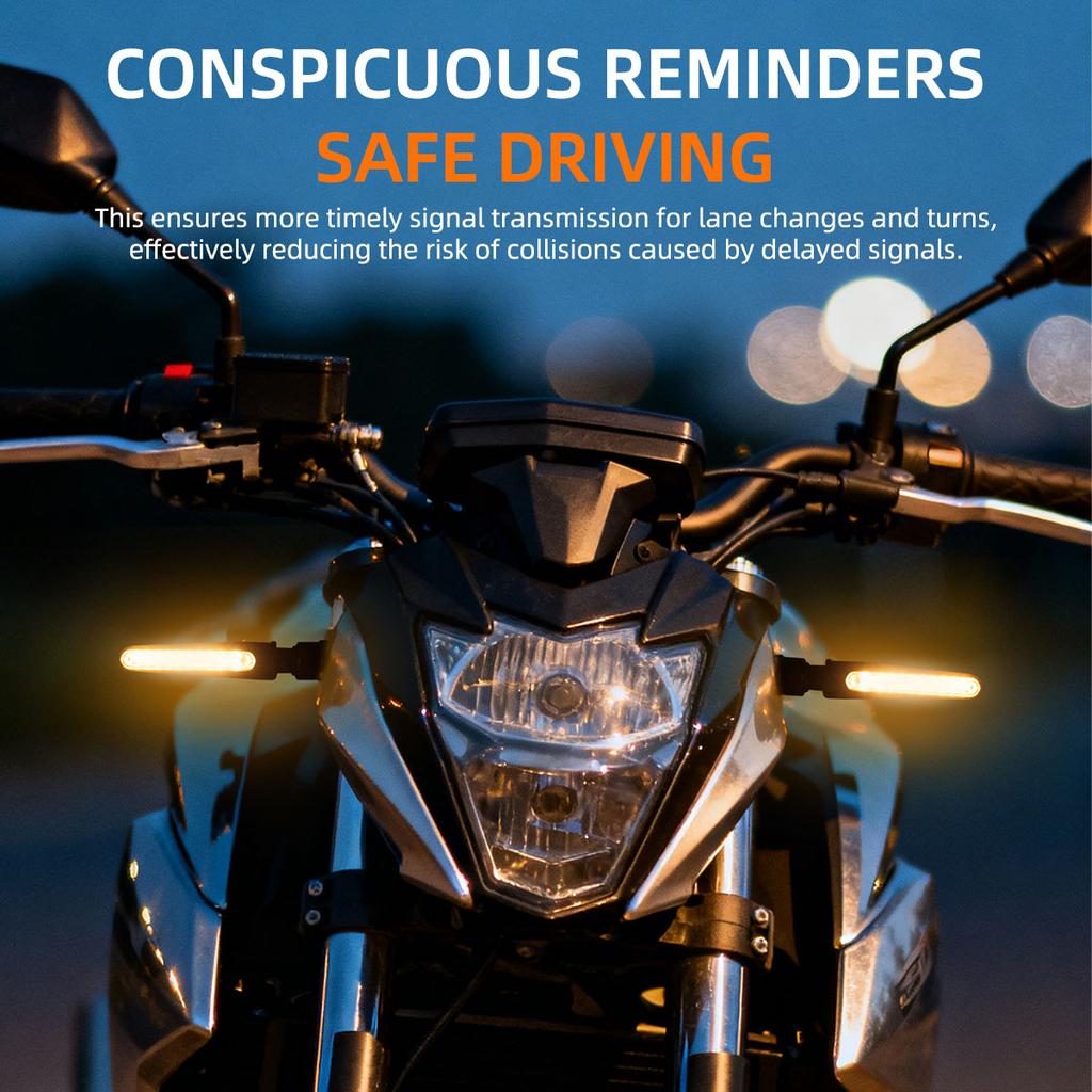 2pcs Motorcycle Led Turn Signals Light Directional Indicators Flashing Rear Tail Brake Flasher Light Stop Signal Light DRL Lamp