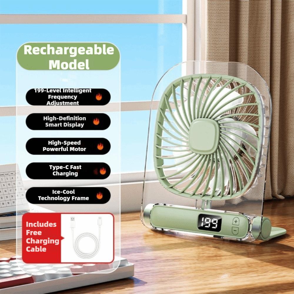 Low Noise Portable Cooling Fan Digital Display Hanging Fan New USB Fan Summer Cooling зелёный