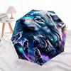 1pc Wolf Pack NightOpen/Close Umbrella-Windproof, Compact Travel Umbrella, Sturdy 8-Rib Shaft, Outdoor Accessory, 1135