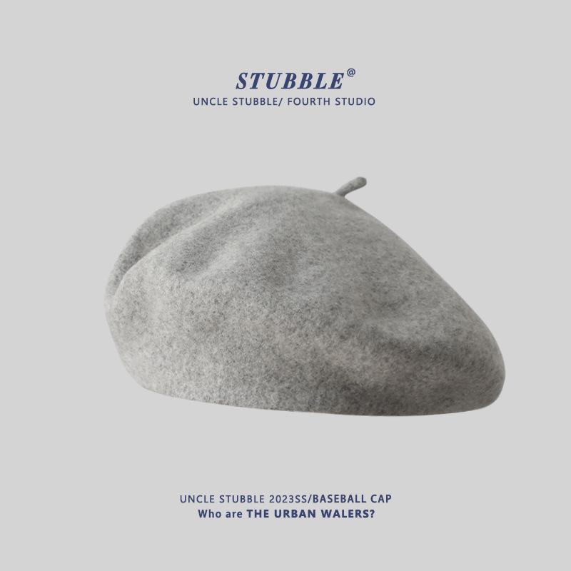 Women's Artistic Retro Wool Beret - Solid Color Autumn/Winter Hat