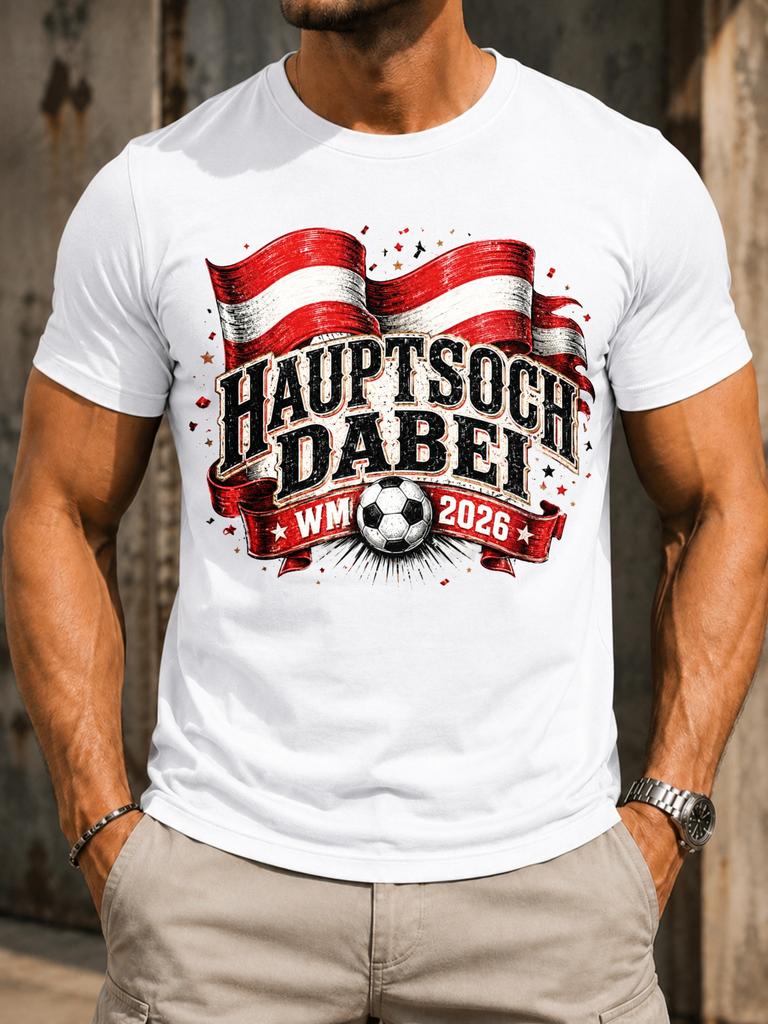 Hauptsach Dabei Wm 2026 Austria Soccer Waving FlAg Confetti Stars And Bold Vintage Supporter Unisex All TShirt