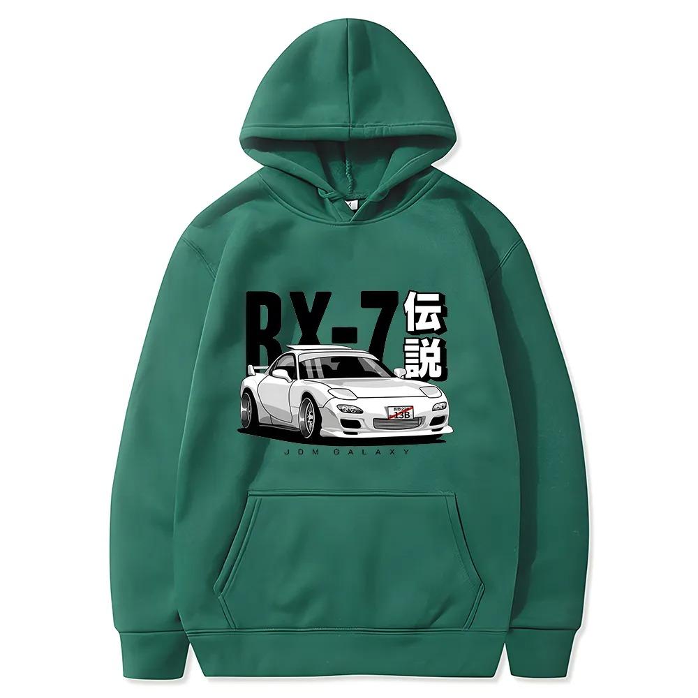 Initial D JDM Hoodie Vintage RX7 FD Drift Japanese Cars Printed Sweatshirt Harajuku Tracksuit Loose Men Streetwear Pullover Tops