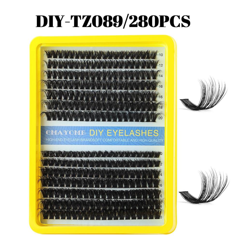DIY Dense D-Curl False Eyelash Extension Set - Fluffy, Segmented & Curled Doll Lashes