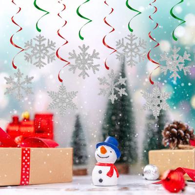 8 Pcs Christmas Snowflake Hanging Swirl Decorations Winter Party Glitter