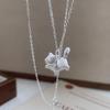 S999 Sterling Silver Cute Cat Necklace for Women - Korean Style 3D Small Cat Pendant on Light Luxury Clavicle Chain