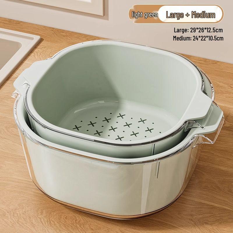 Double-Layer Kitchen Drain Basket for Fruits & Vegetables - Food-Grade Storage & Strainer