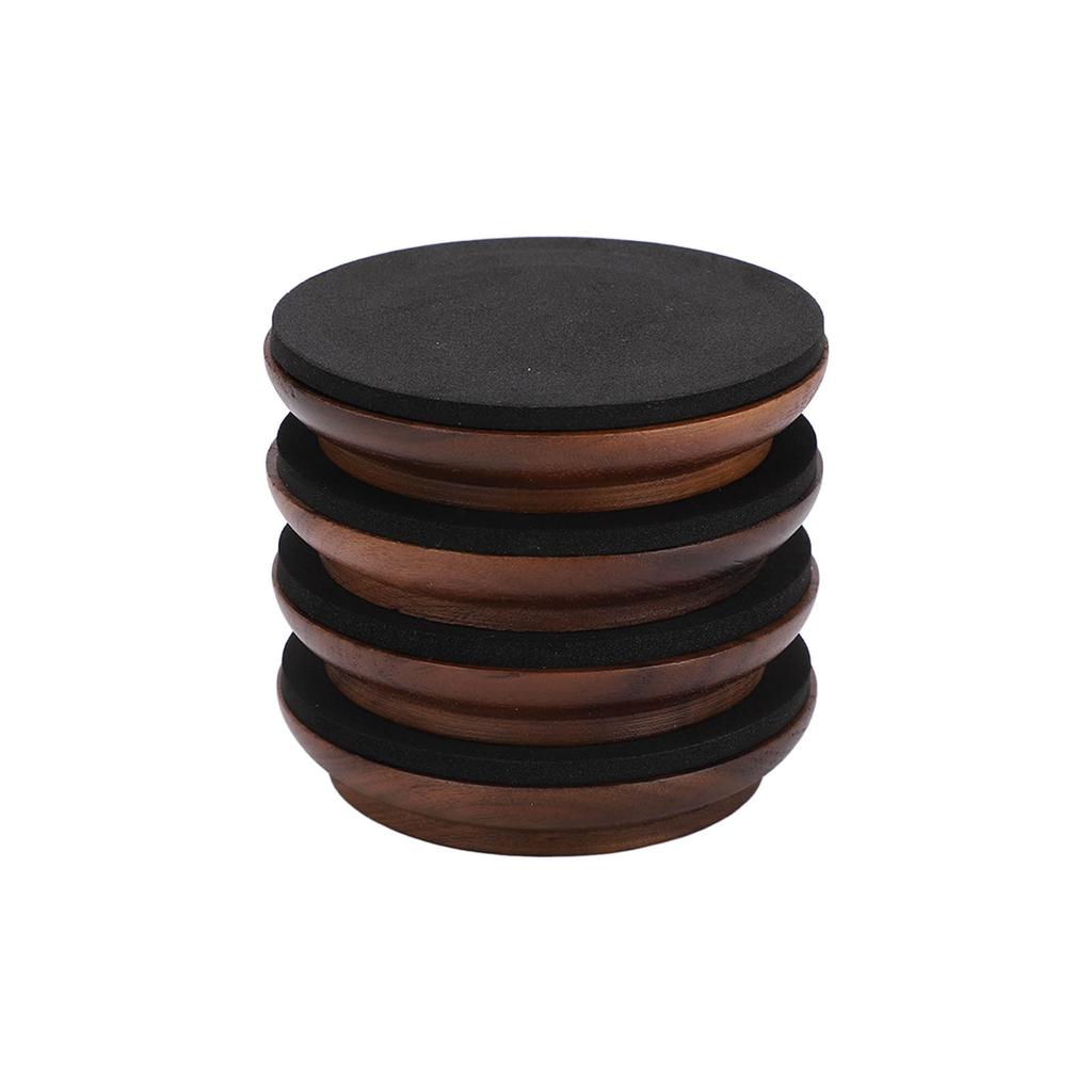 4 Stück Klavierrollenbecher Schwarznuss Untersetzer Rutschfester Bodenschutz für Möbel