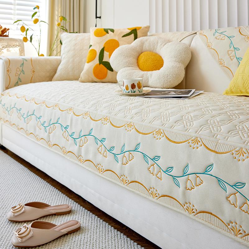 

Cream Wind Fabric Sofa Cushion, All-Season Non-Slip Seat Cushion New Leather Sofa Cover Cover, Cloth Backrest Towel 70*70cm