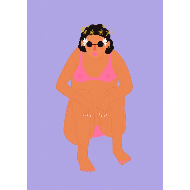 Abstrakte Kunst Frau Stimmung Sofa Dschungel Pyjamas Poster Leinwandmalerei Lustig Alltag Wandkunst Bild Wohnzimmer Heimdekoration