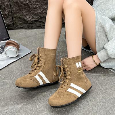 2025 Autumn New Retro Matte Leather High-top German Training Shoes Fashionable Inner Height Increase Martin Boots Maillard Casual Women's Shoes