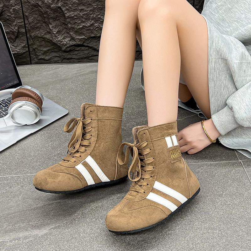 2025 autumn new retro matte leather high-top German training shoes fashionable inner height increase Martin boots Maillard casual women's shoes