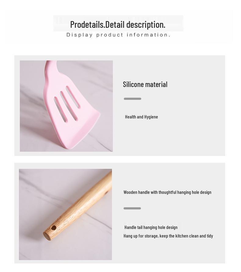 12-Piece Non-Stick Silicone Kitchen Utensil Set with Wooden Handles - High-Temperature Resistant Spoons and Spatulas