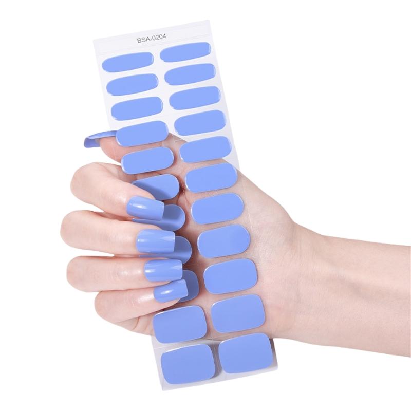 Gel Nail Strips Kit 22Pcs Solid Color Nail Stickers No UV Light Needed Easy Application for Home Travel Party Wedding
